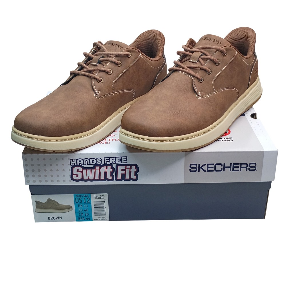 Skechers Swift Fit Hands Free Slip-ins Men Size 12 Brown Synthetic Leather